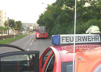 Löschzug im Bereitstellungsraum