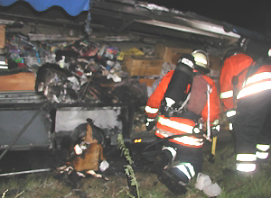 Brand eines Marktanhängers
