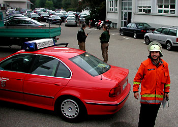 Abt.-Kommandant Konrad Epple freut sich: Feuer aus!