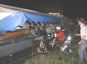 Brand eines Marktanhängers